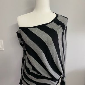 Gray and black off the shoulder tunic
